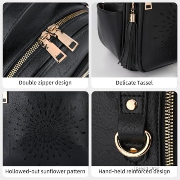 Small PU Leather Backpack Purse Lightweight Waterproof Daypack Travel Bag
